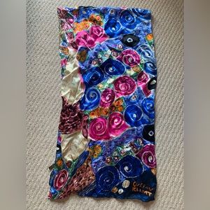 Gustav Klimt painting mulberry silk scarf- multicolored